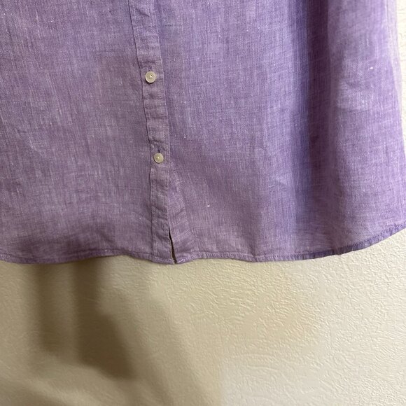 Talbots Lilac, 100% Linen, Button Down Shirt, Size M - Picture 14 of 16